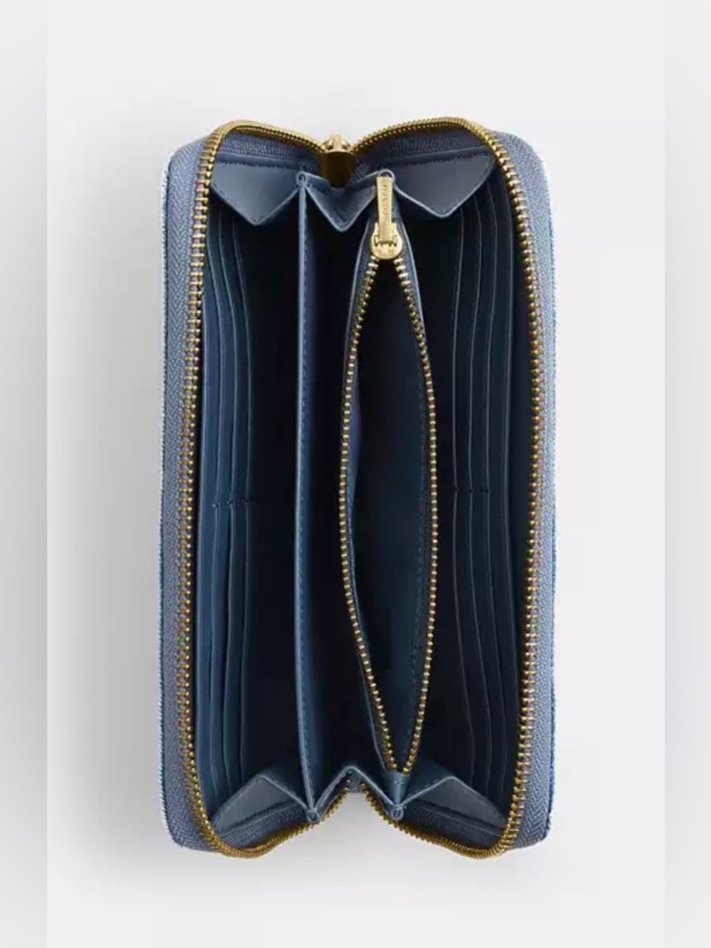 Coach Light Blue Denim long Zip Wallet with Gold Hardware - Picture 3 of 3